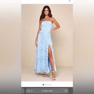 Lulu's Blue Strapless Dress